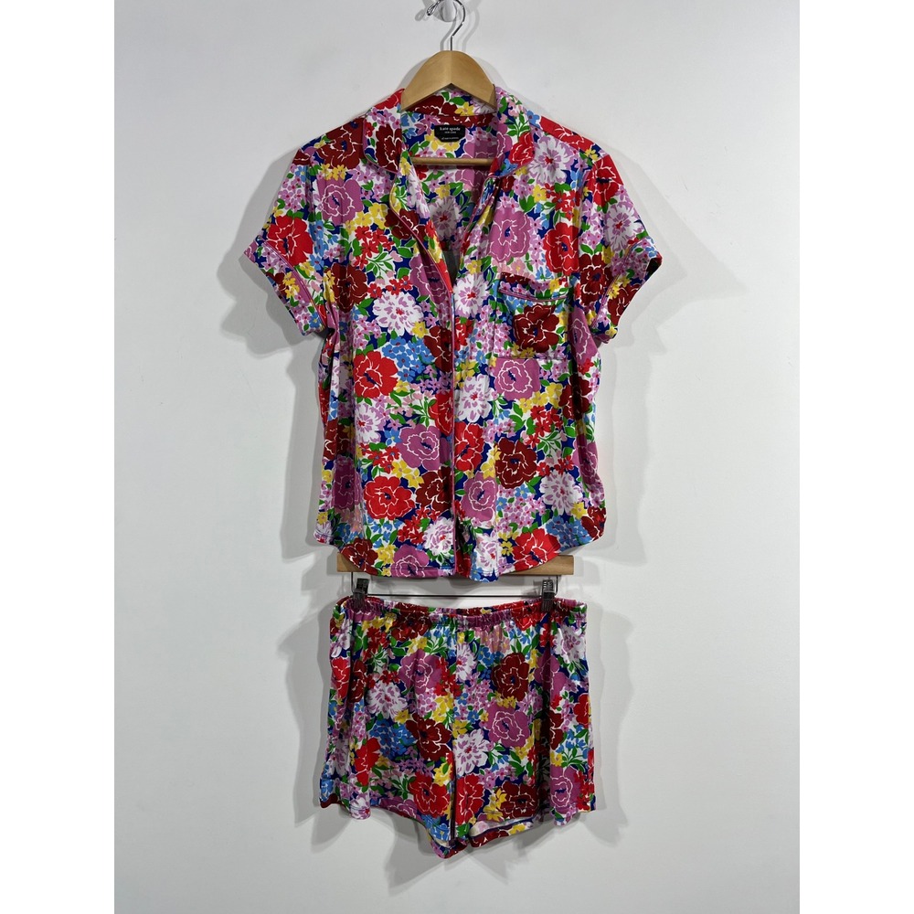 Kate Spade Vibrant Boho Floral Whimsical Shorts Pajama Set XL Multicolor Artsy